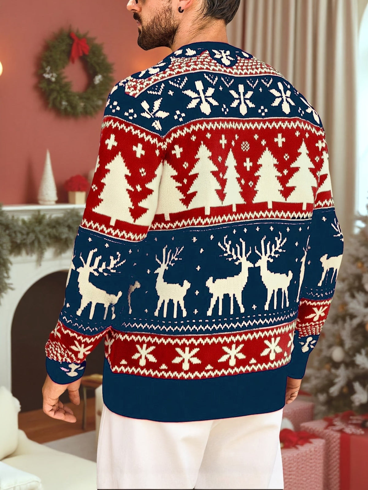 Pull de Noël moche pour homme, Motif renne