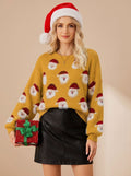 Pull de Noël oversize femme à motif Père Noël manches longues