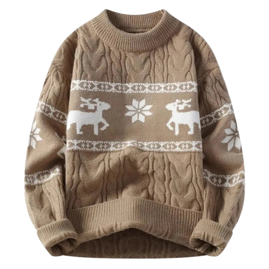 Pull de Noël pour homme au design intemporel avec col rond, rubans festifs
