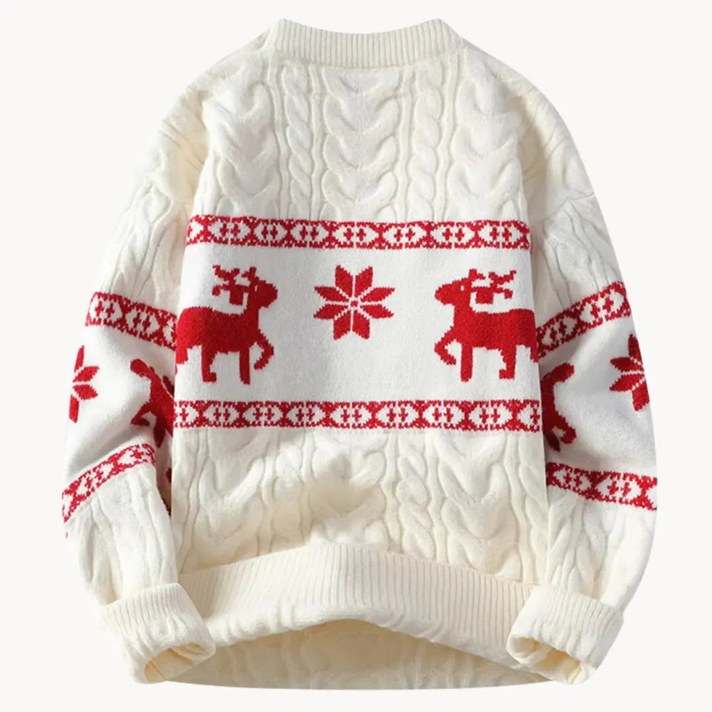 Pull de Noël pour homme au design intemporel avec col rond, rubans festifs