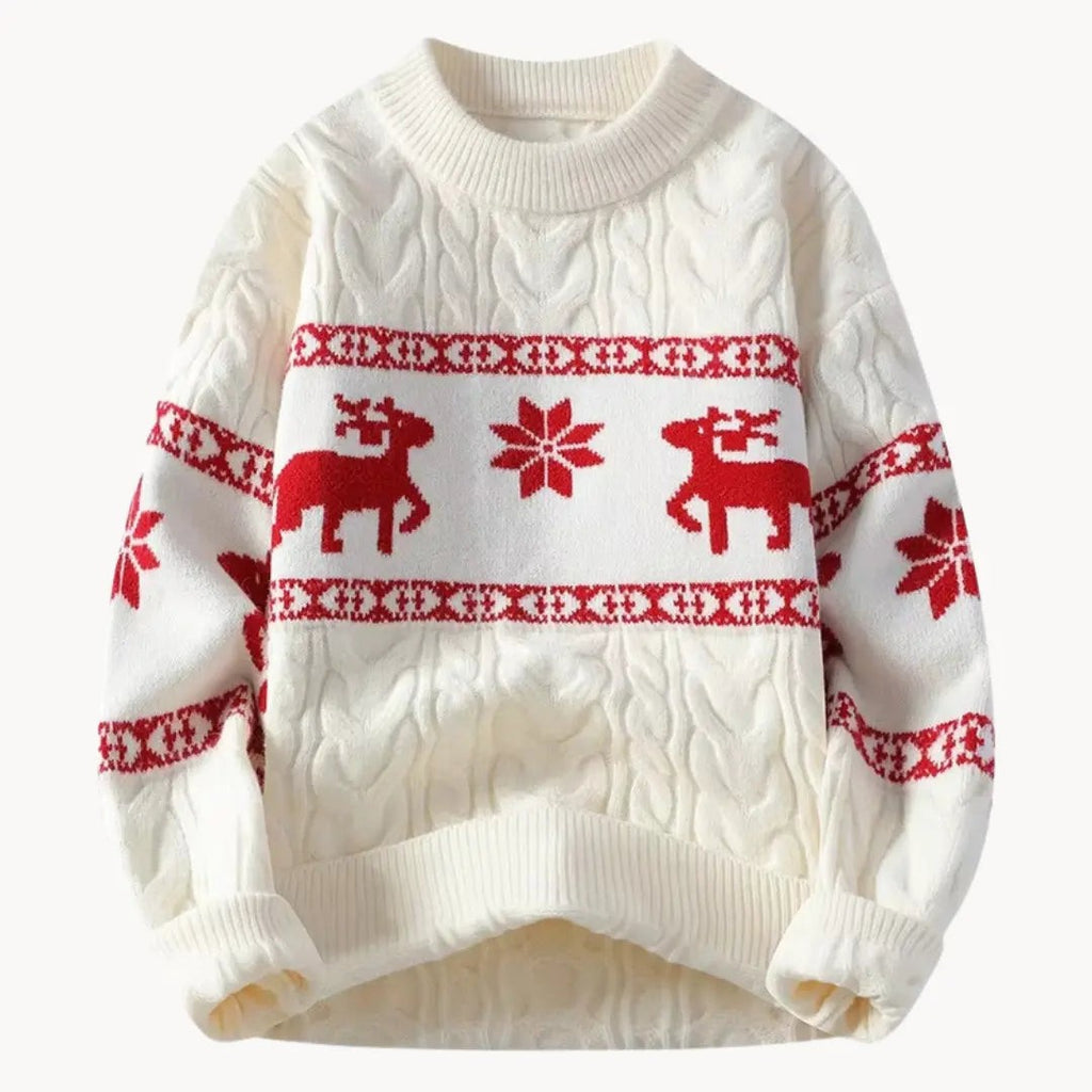 Pull de Noël pour homme au design intemporel avec col rond, rubans festifs