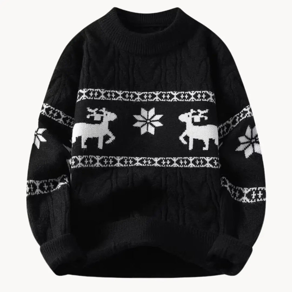 Pull de Noël pour homme au design intemporel avec col rond, rubans festifs