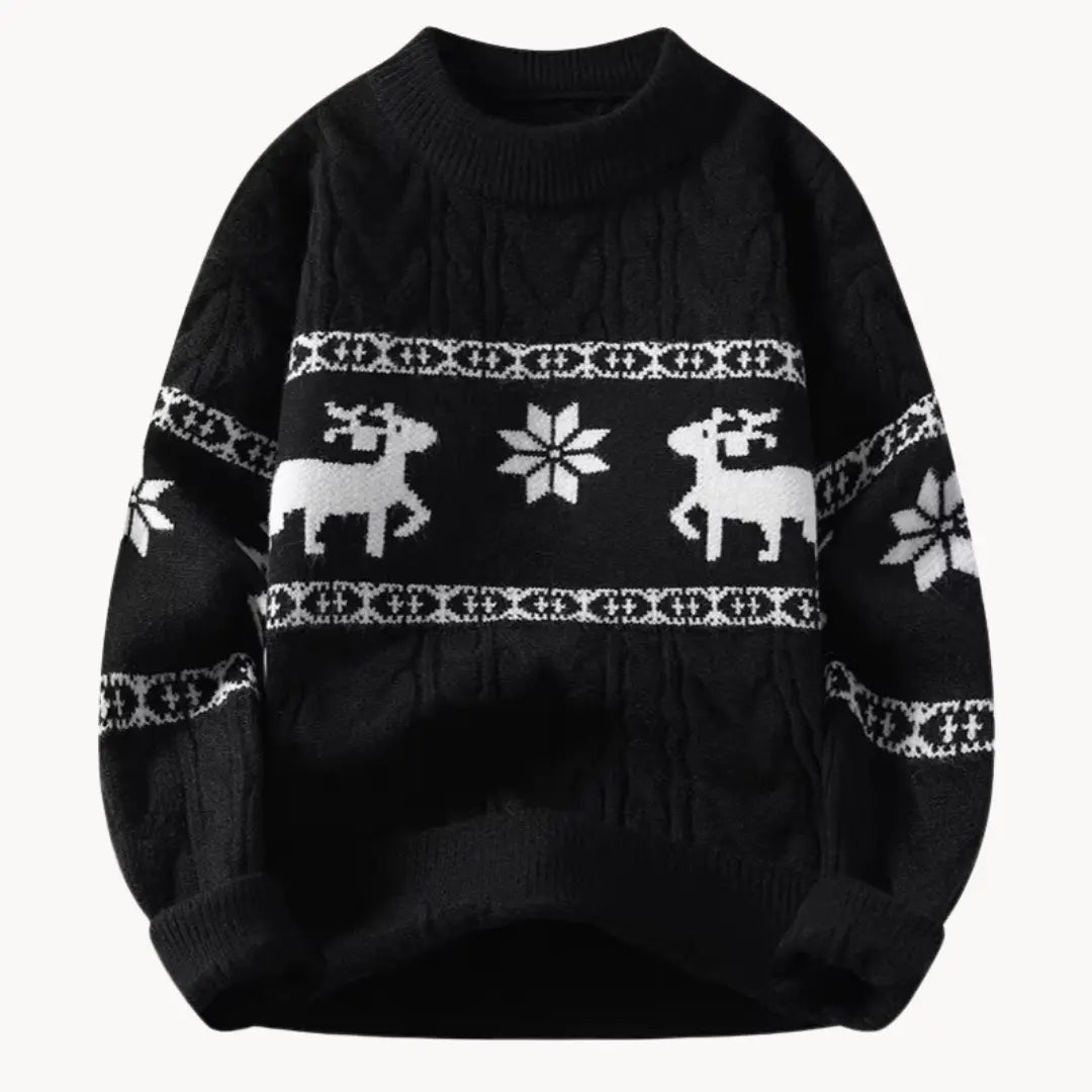 Pull de Noël pour homme au design intemporel avec col rond, rubans festifs