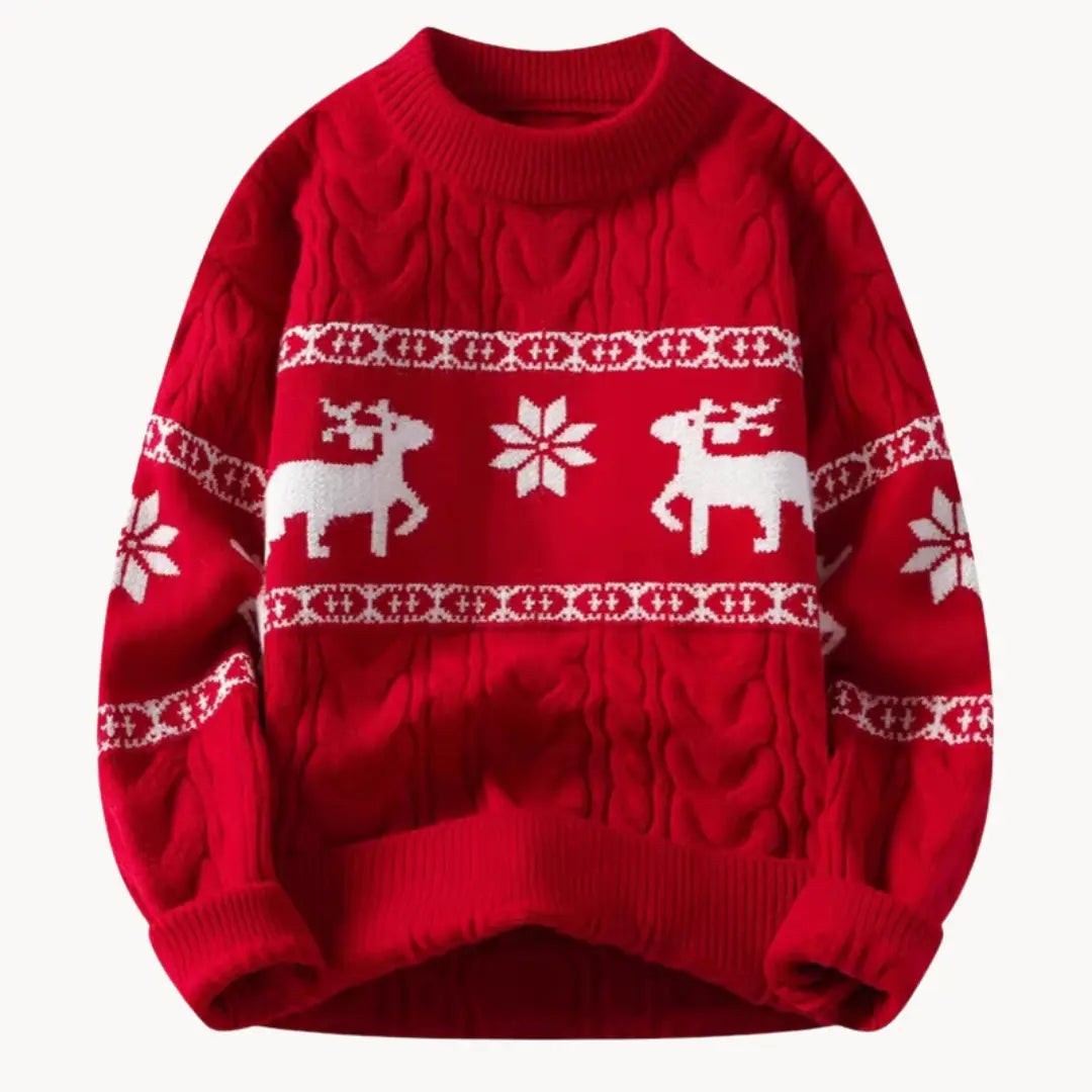 Pull de Noël pour homme au design intemporel avec col rond, rubans festifs