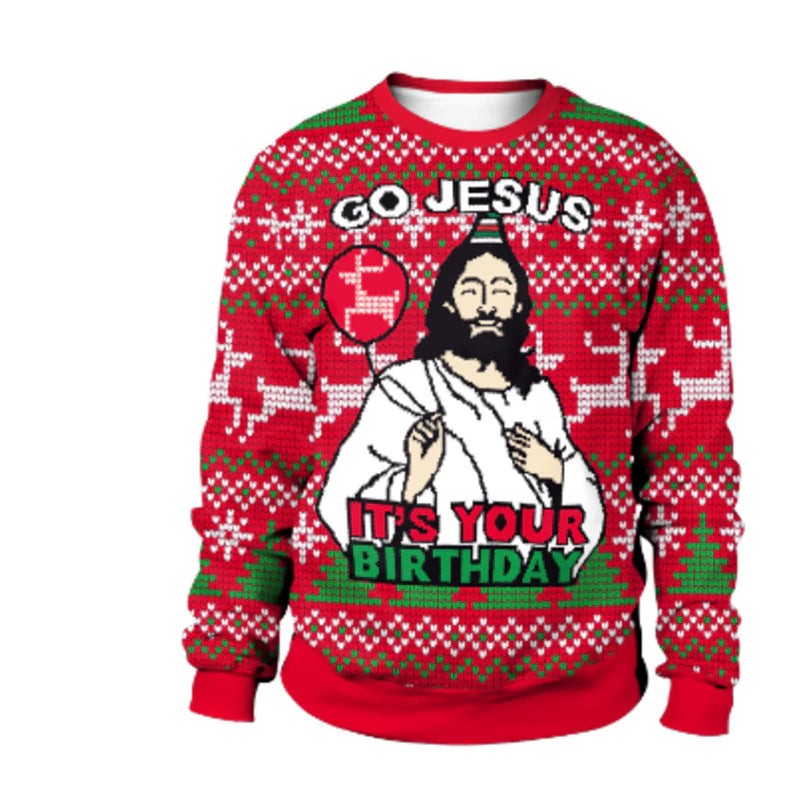 Pull de Noël rigolo pour homme, anniversaire de Jésus