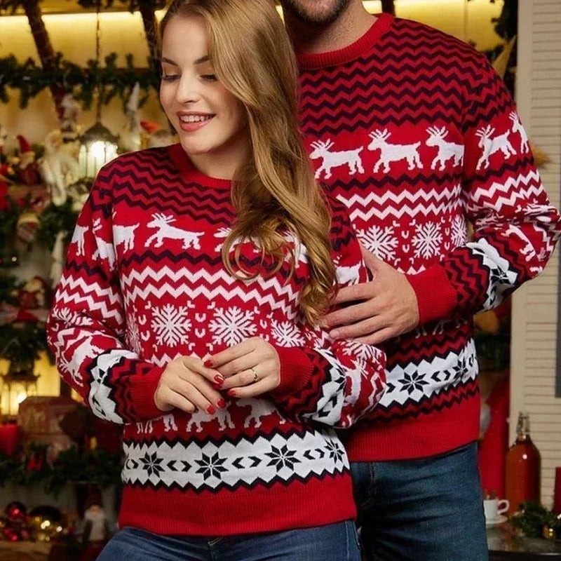 Pull de Noël tricoté confortable pour homme et femme, style scandinave