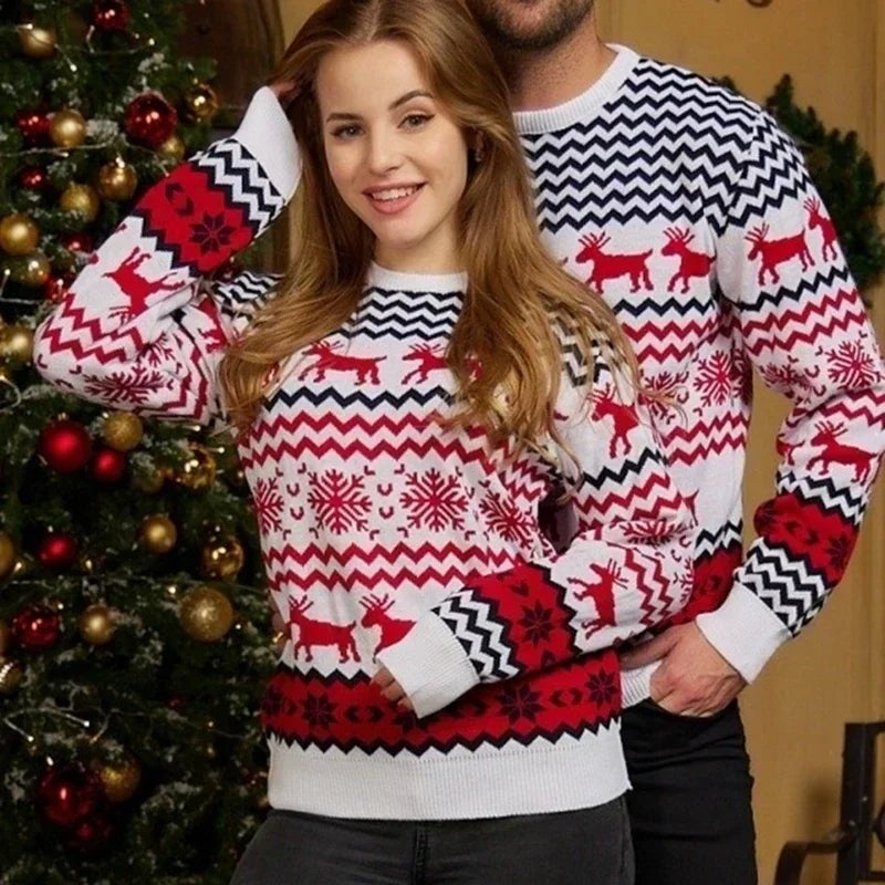 Pull de Noël tricoté confortable pour homme et femme, style scandinave