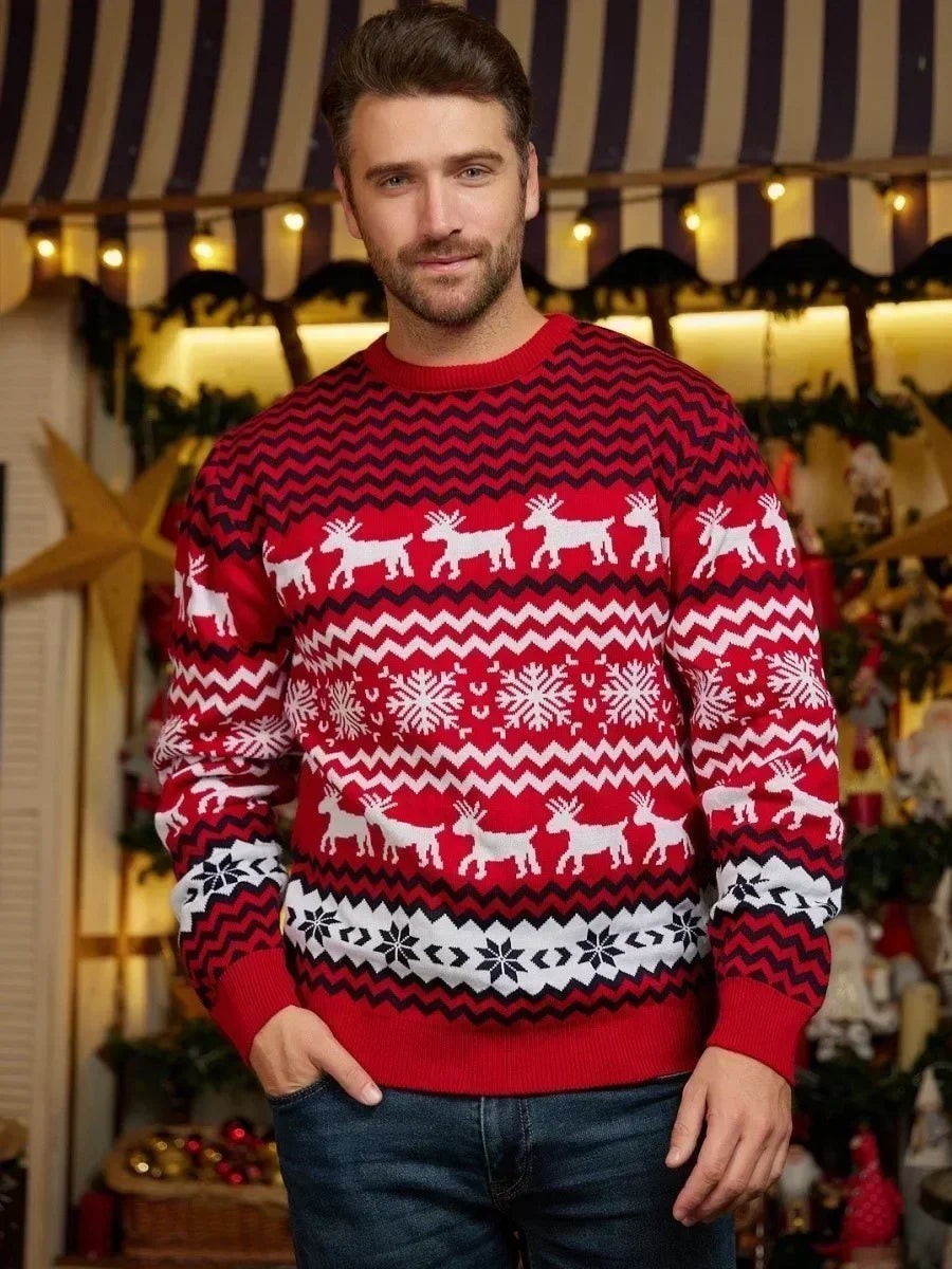 Pull de Noël tricoté confortable pour homme et femme, style scandinave