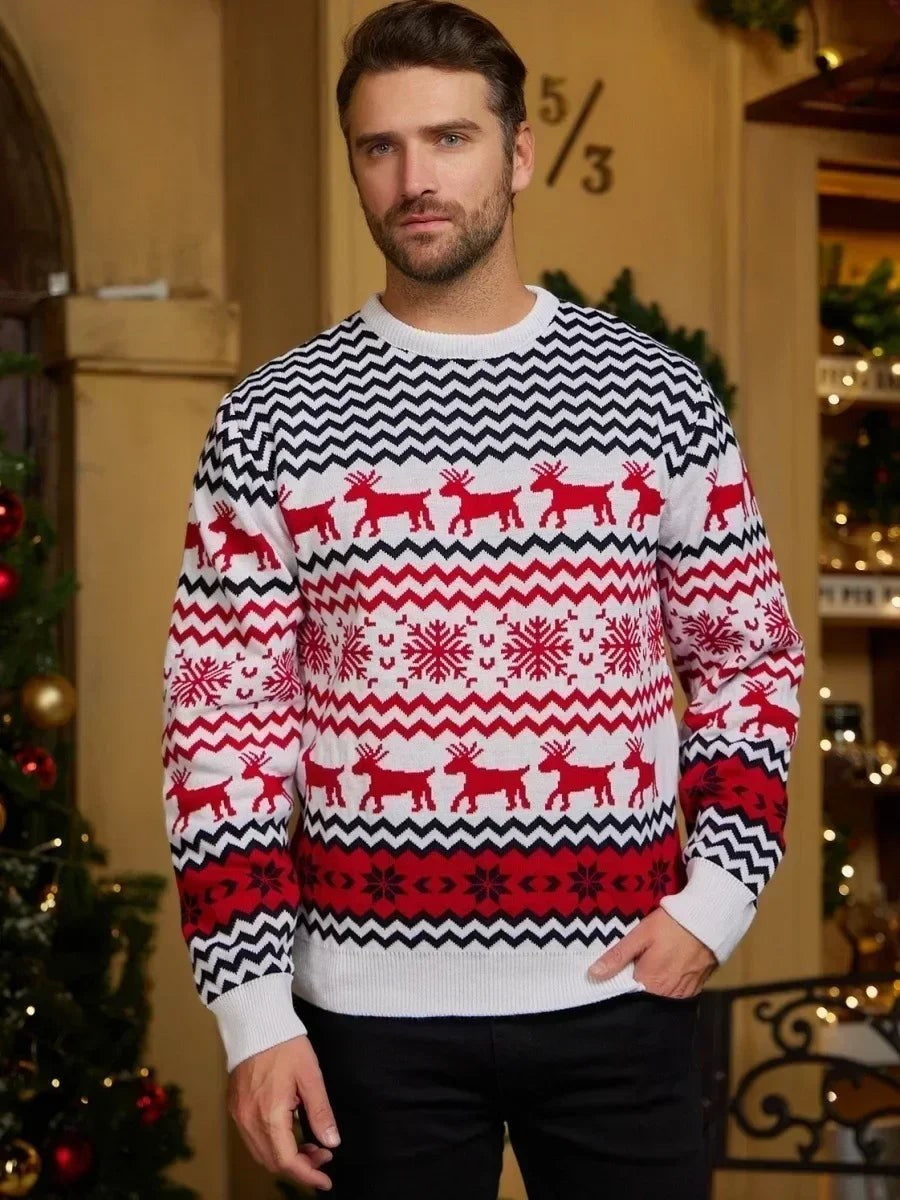 Pull de Noël tricoté confortable pour homme et femme, style scandinave