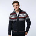 Pull de Noël tricoté homme à col montant et fermeture éclair, motif jacquard nordique chaud