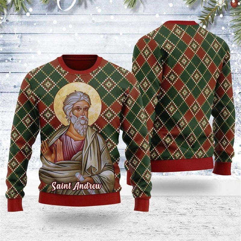 Pull de Noël unisexe à design Jésus en 3D, pour les fêtes