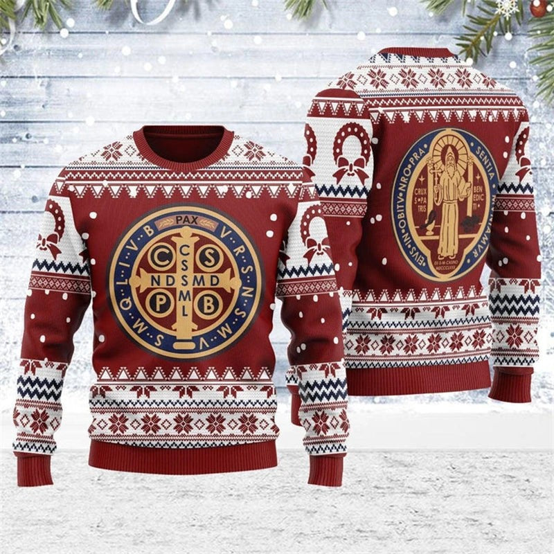 Pull de Noël unisexe à design Jésus en 3D, pour les fêtes