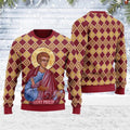 Pull de Noël unisexe à design Jésus en 3D, pour les fêtes