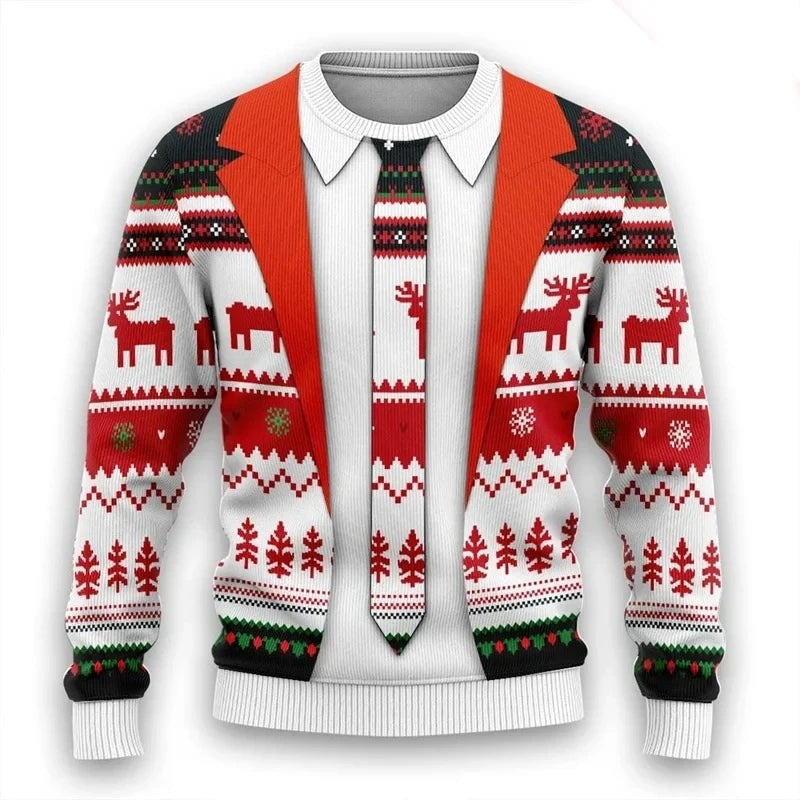 Pull de Noël unisexe à motif 3D, pour les fêtes