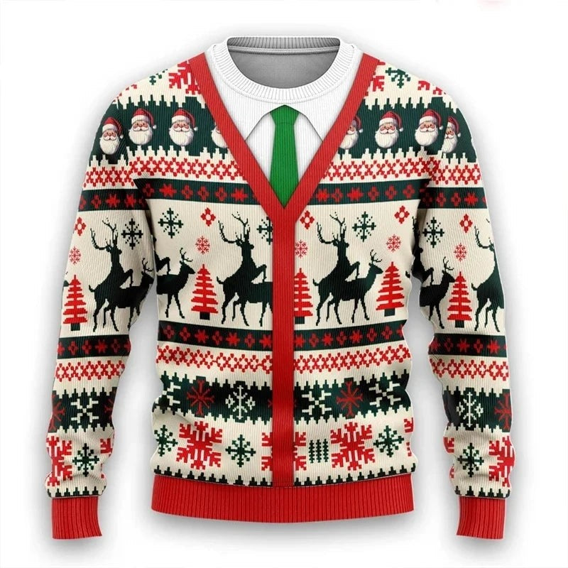 Pull de Noël unisexe à motif 3D, pour les fêtes