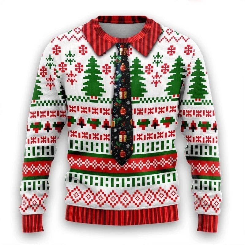 Pull de Noël unisexe à motif 3D, pour les fêtes