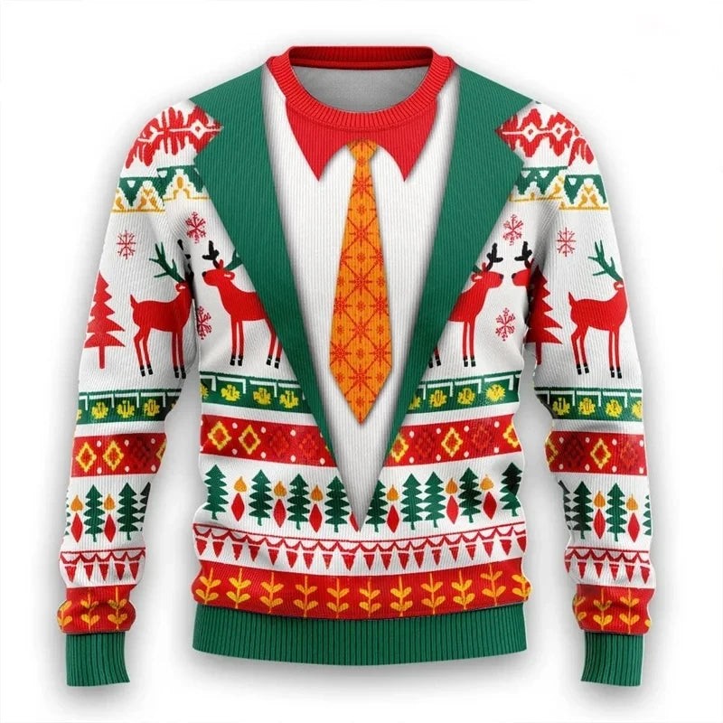 Pull de Noël unisexe à motif 3D, pour les fêtes