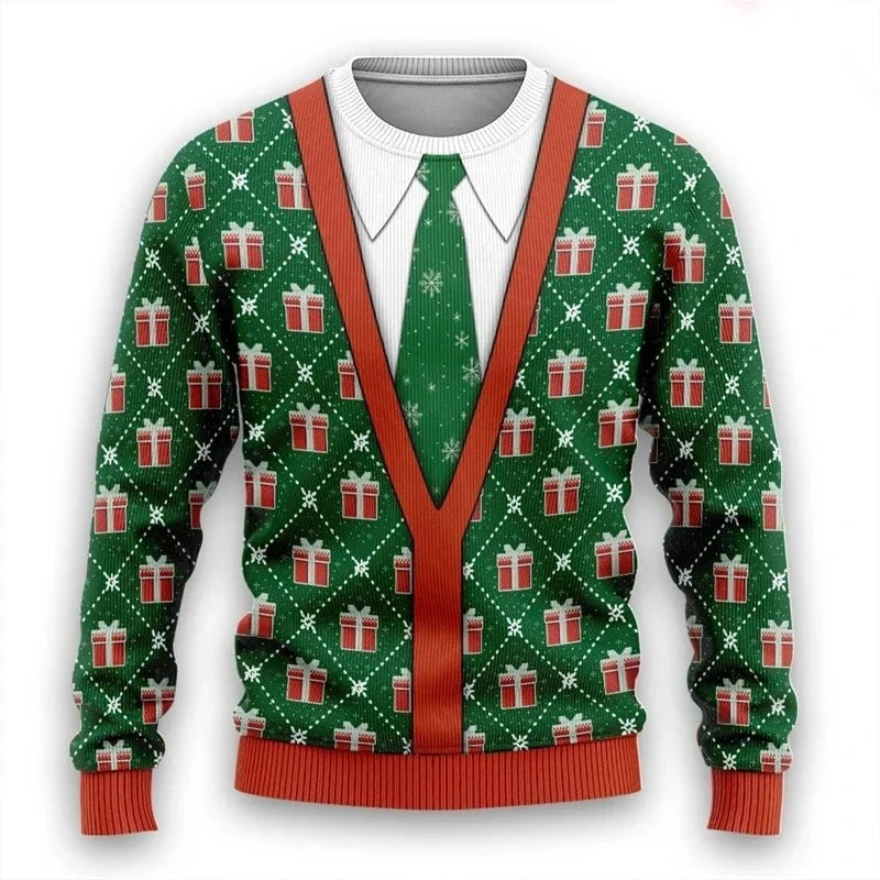 Pull de Noël unisexe à motif 3D, pour les fêtes