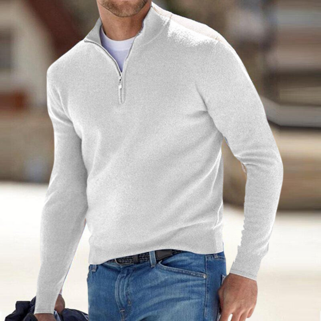 Pull demi-zippé haut de gamme pour homme, pull habillé