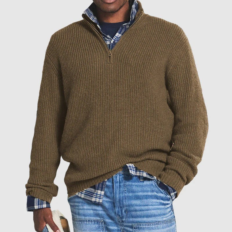 Pull en coton homme zippé, confortable et élégant pour tous les jours