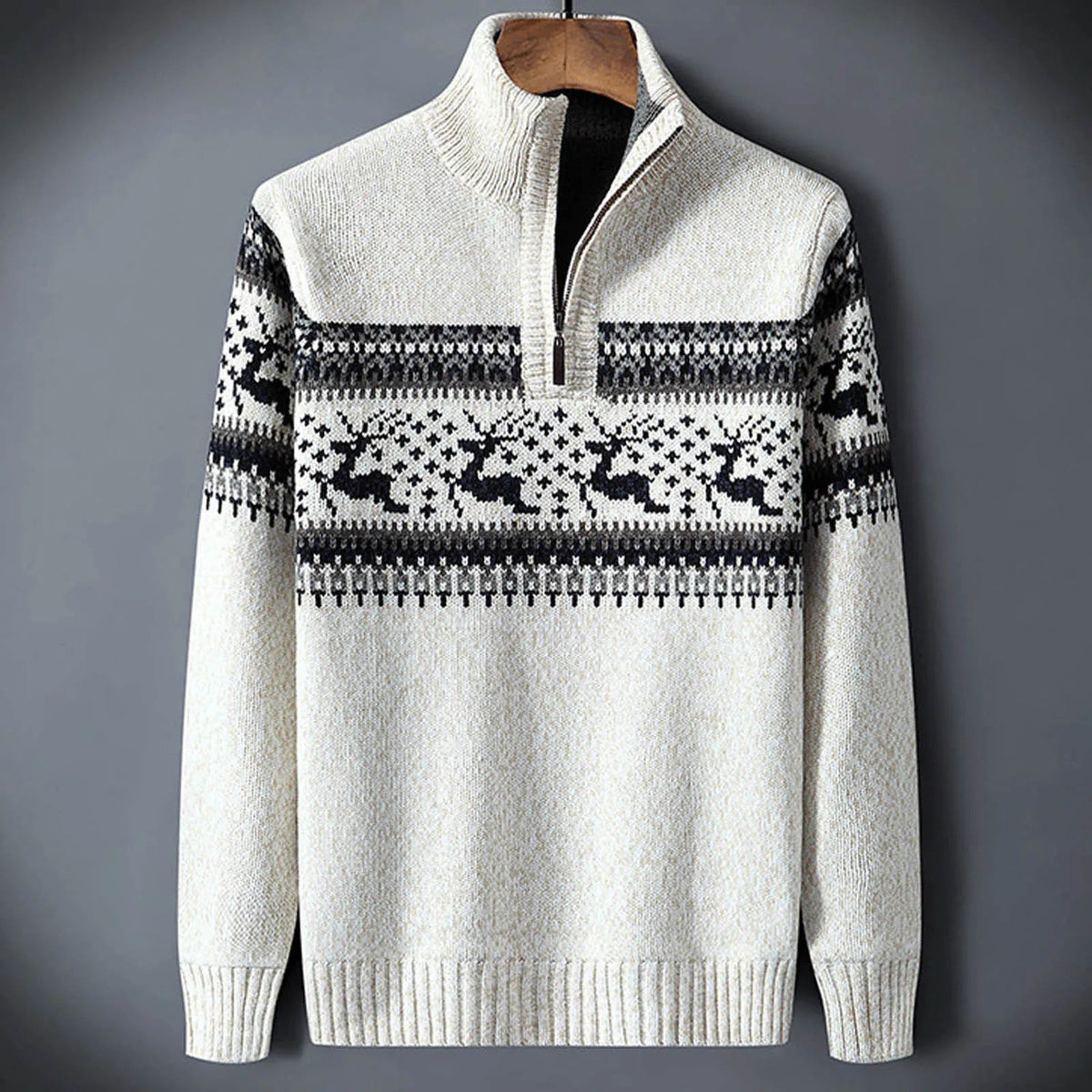 Pull en maille à demi-fermeture éclair pour homme, Pull d'hiver