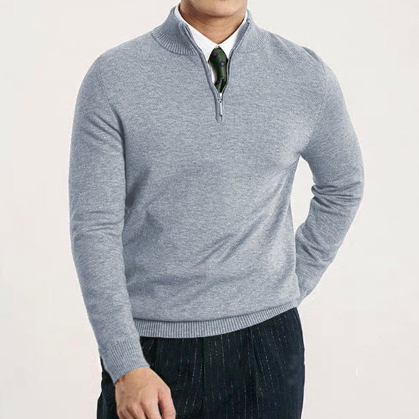 Pull habillé homme élégant à col montant et poches zippées