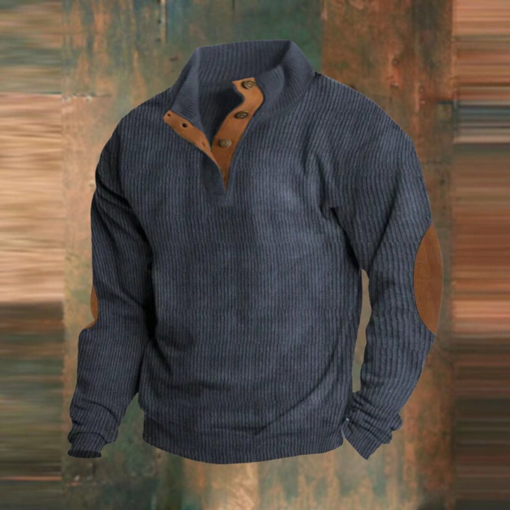 Pull habillé rétro classique en maille côtelée avec coudières pour homme