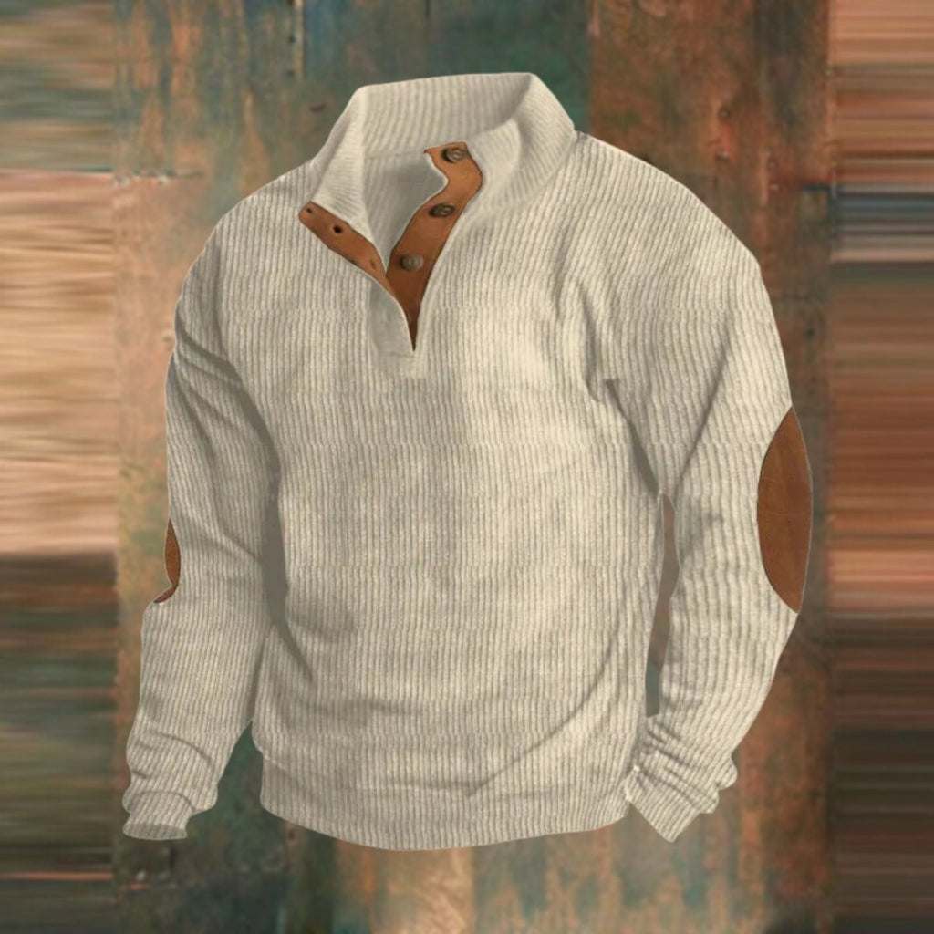 Pull habillé rétro classique en maille côtelée avec coudières pour homme