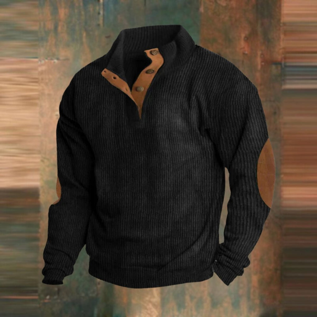 Pull habillé rétro classique en maille côtelée avec coudières pour homme