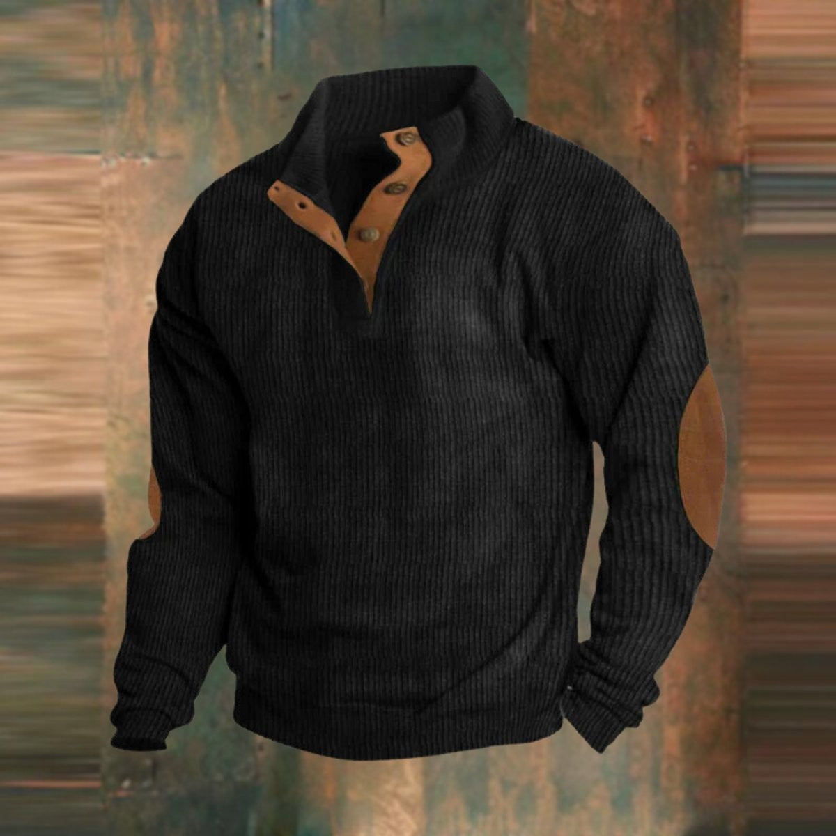 Pull habillé rétro classique en maille côtelée avec coudières pour homme