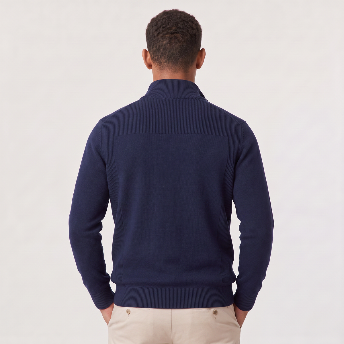 Pull homme demi zippé tricoté en coton mélangé