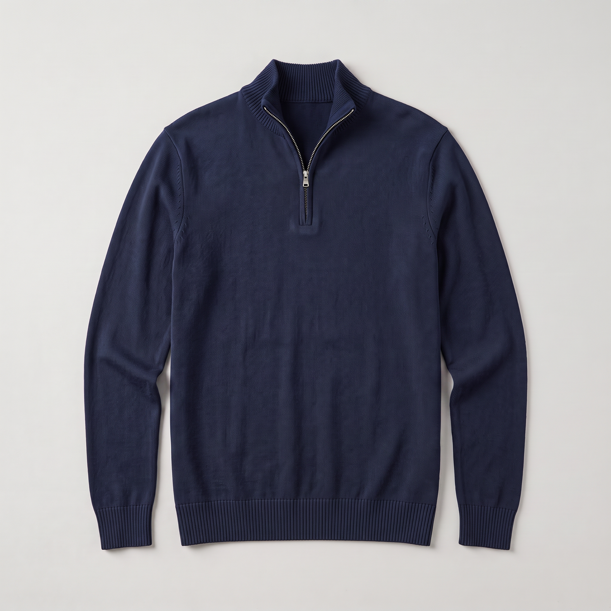 Pull homme demi zippé tricoté en coton mélangé