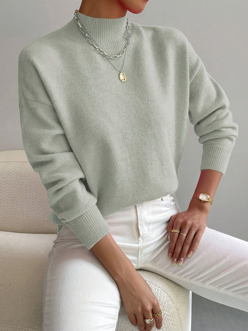 Pull oversize à col montant pour femme