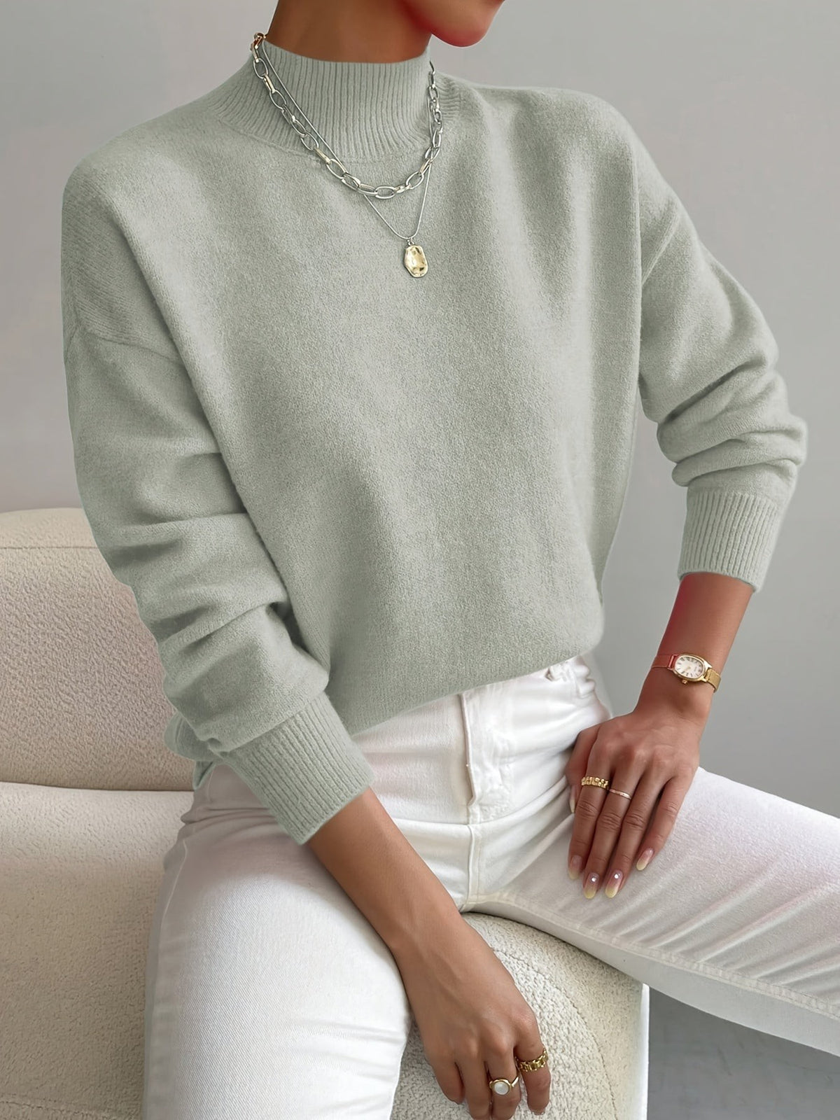 Pull oversize à col montant pour femme