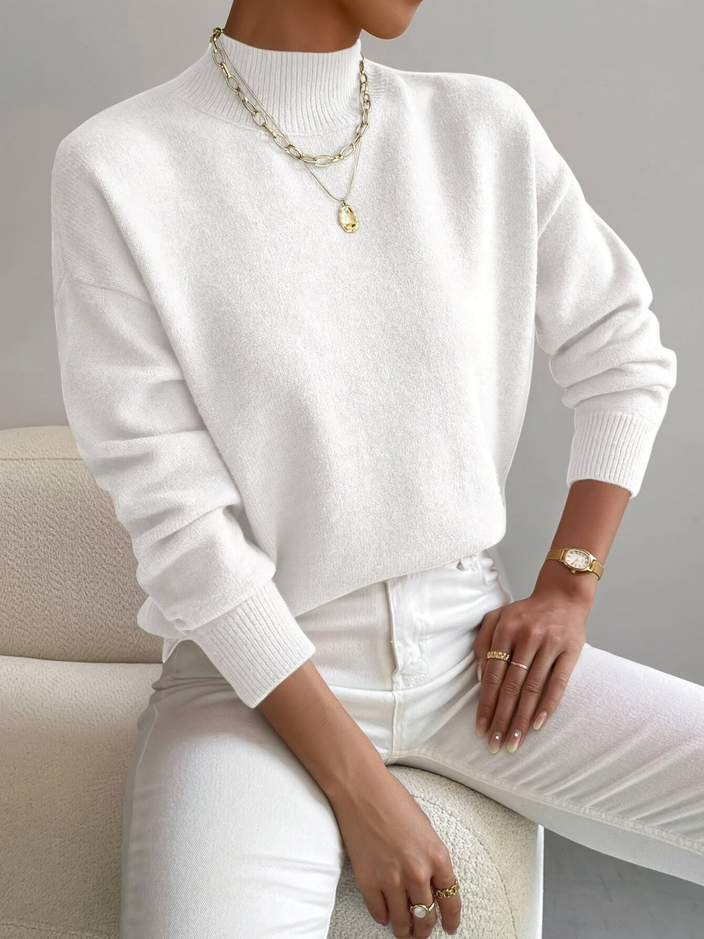 Pull oversize à col montant pour femme