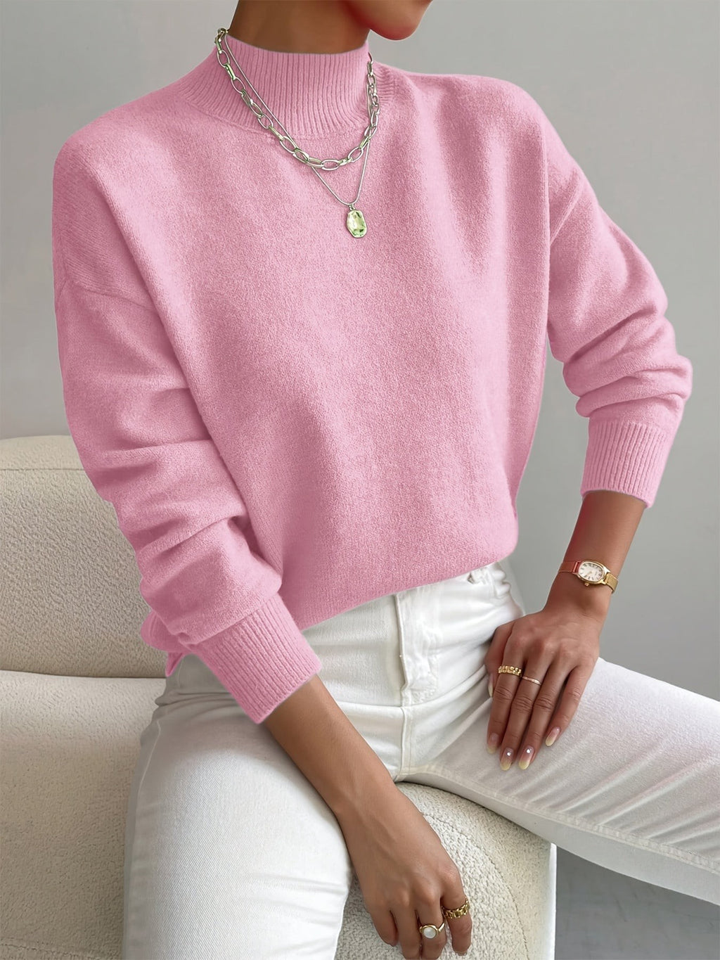 Pull oversize à col montant pour femme