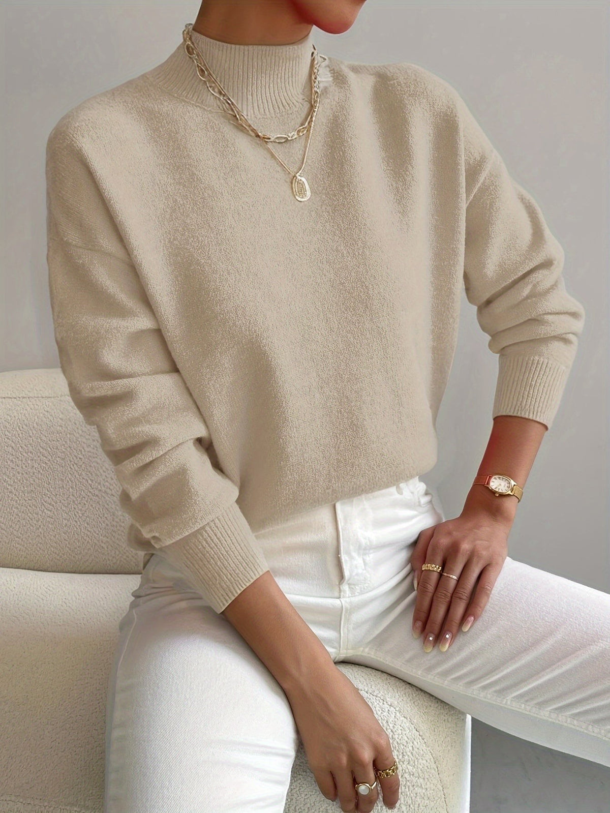 Pull oversize à col montant pour femme