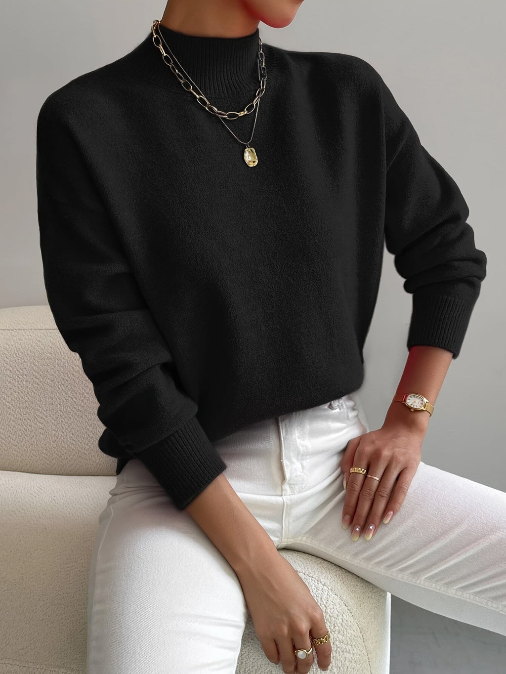 Pull oversize à col montant pour femme