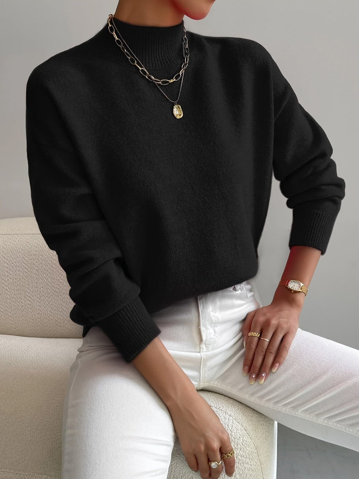 Pull oversize à col montant pour femme