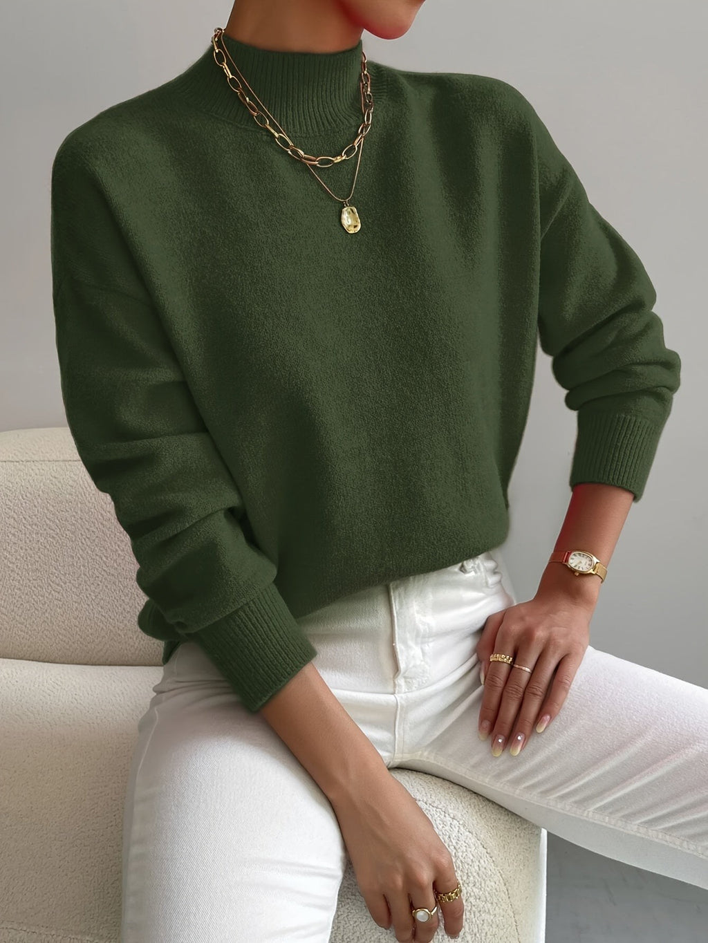 Pull oversize à col montant pour femme