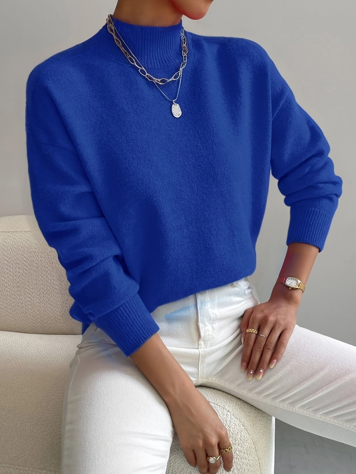 Pull oversize à col montant pour femme