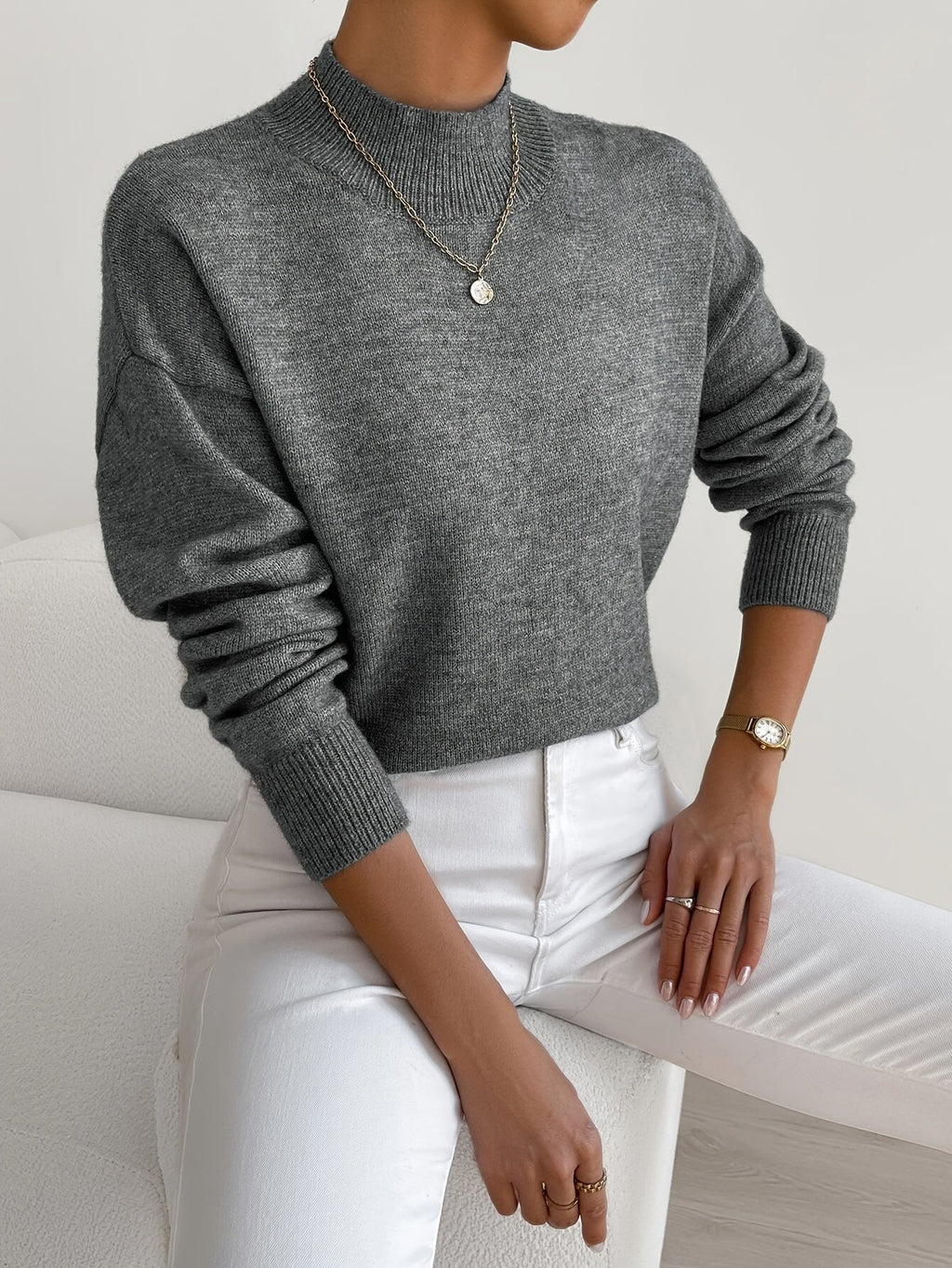 Pull oversize à col montant pour femme