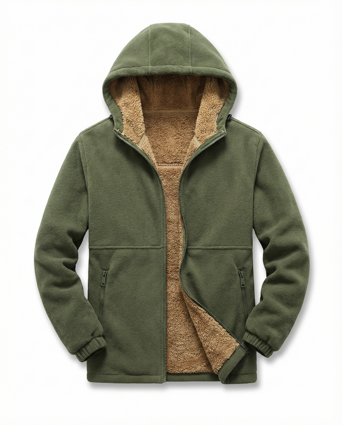 Pull polaire à capuche homme en laine d'agneau