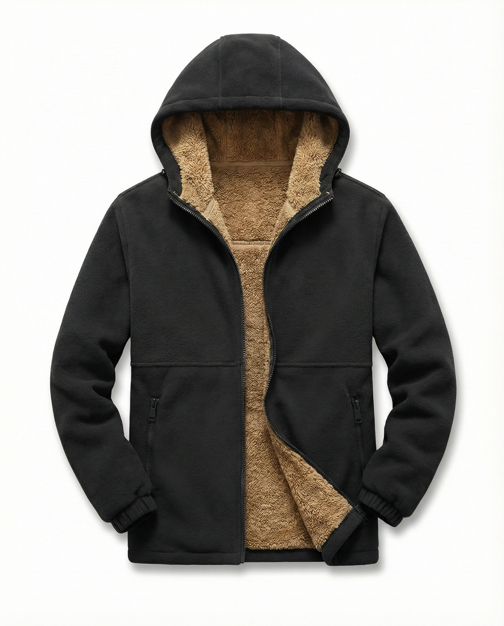 Pull polaire à capuche homme en laine d'agneau