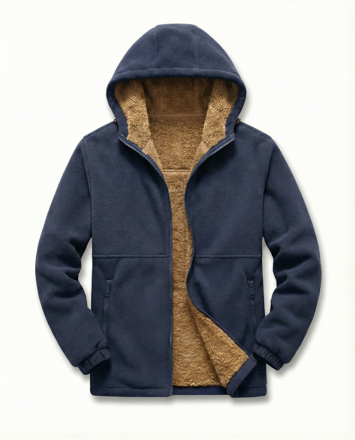Pull polaire à capuche homme en laine d'agneau
