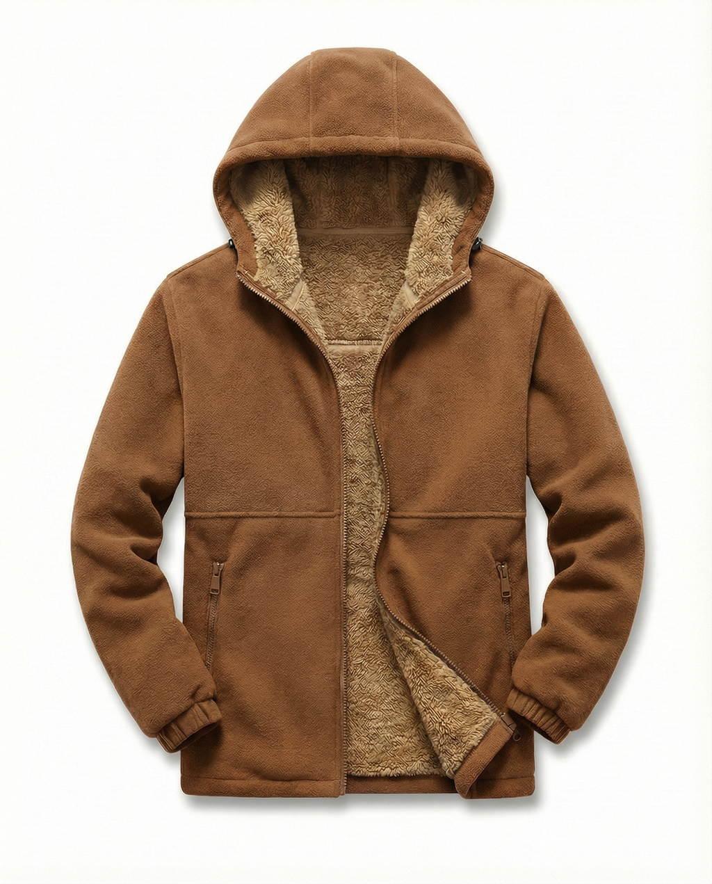 Pull polaire à capuche homme en laine d'agneau