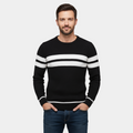 Pull rayé homme tricot texturé coupe ajustée col rond