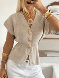 Pull sans manches boutonné devant