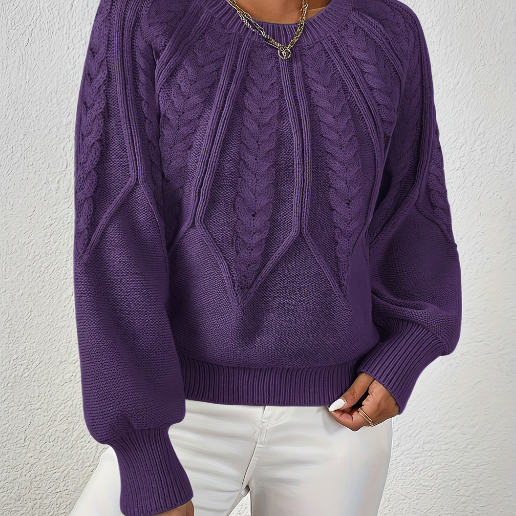 Pull violet torsadé à manches bouffantes
