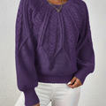Pull violet torsadé à manches bouffantes